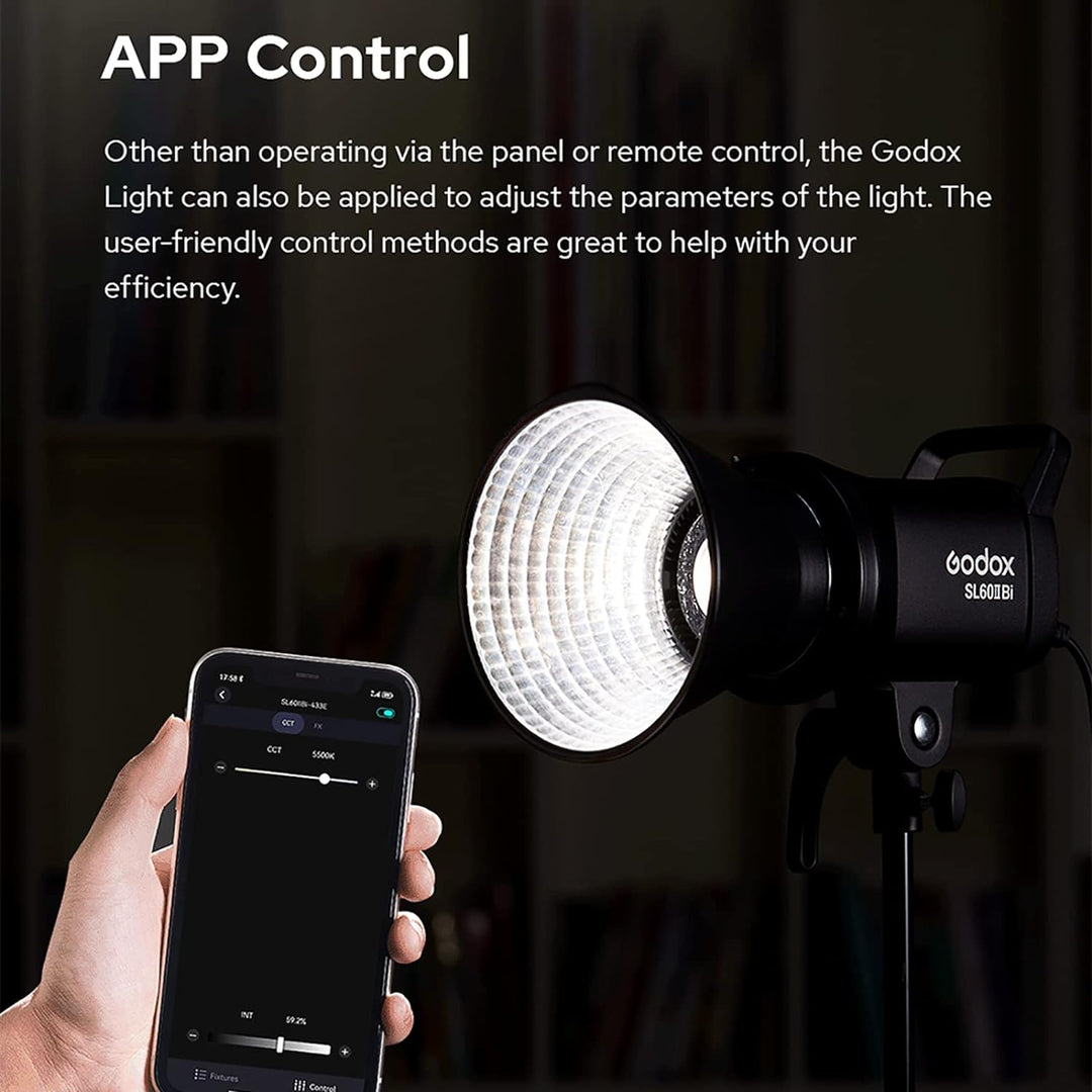 Godox SL60IID 6500K White LED Video Light 8 FX Effects, Silent Mode, 0%~100% Brightness Adjustment f