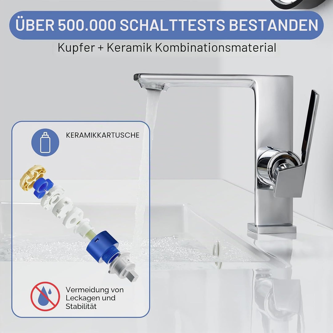 Wasserhahn Bad Waschtischarmatur Armatur Badezimmer Mischbatterie Waschbecken Armaturen, Chrom Einhe