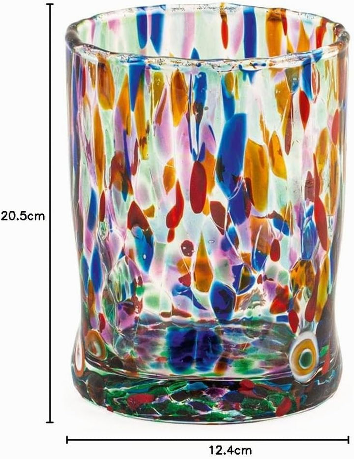 H&h set 6 bicchieri veneziano in vetro decorato multicolore cl 32 Gläser 32cl, Gläser 32cl