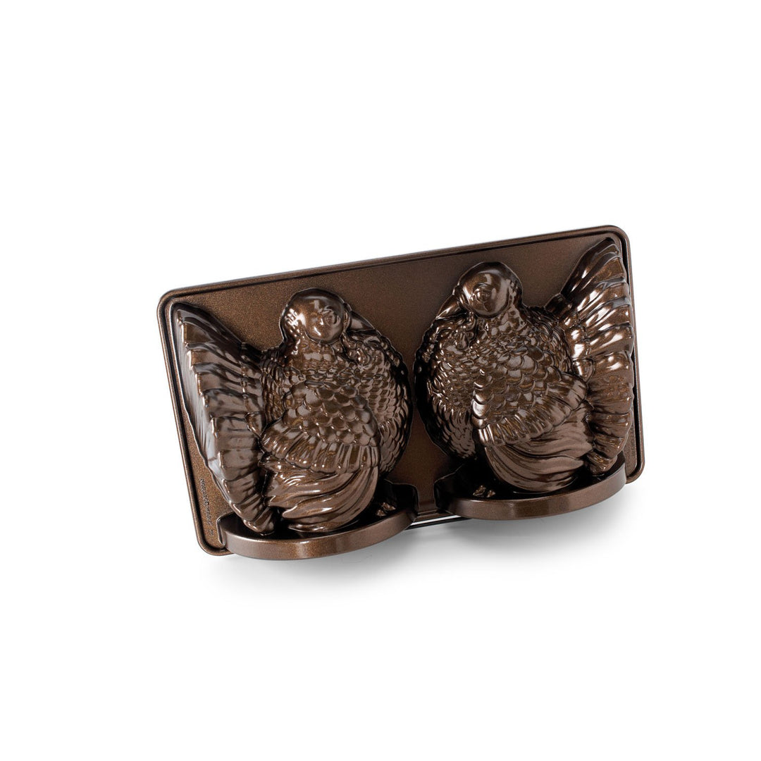 Nordic Ware 52348 Classic Turkey 3D Pfanne, Bronze, Aluminium, Braun 3D Truthahn Kuchenform, 3D Trut