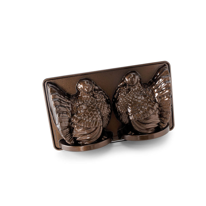 Nordic Ware 52348 Classic Turkey 3D Pfanne, Bronze, Aluminium, Braun 3D Truthahn Kuchenform, 3D Trut