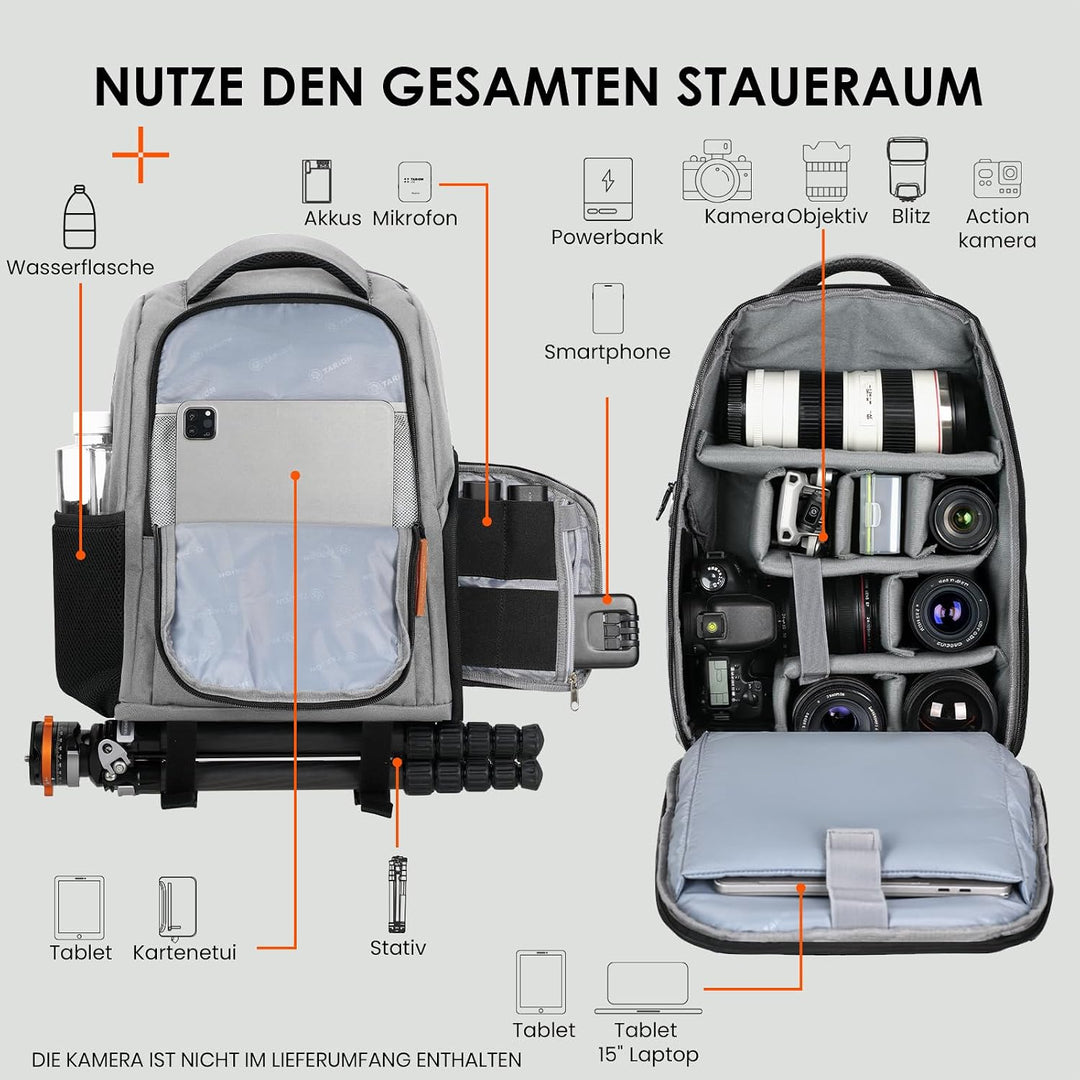 TARION Kamerarucksack Spiegelreflex Fotorucksack Wasserdicht Leicht und Kompakt Klein DSLR Rucksack