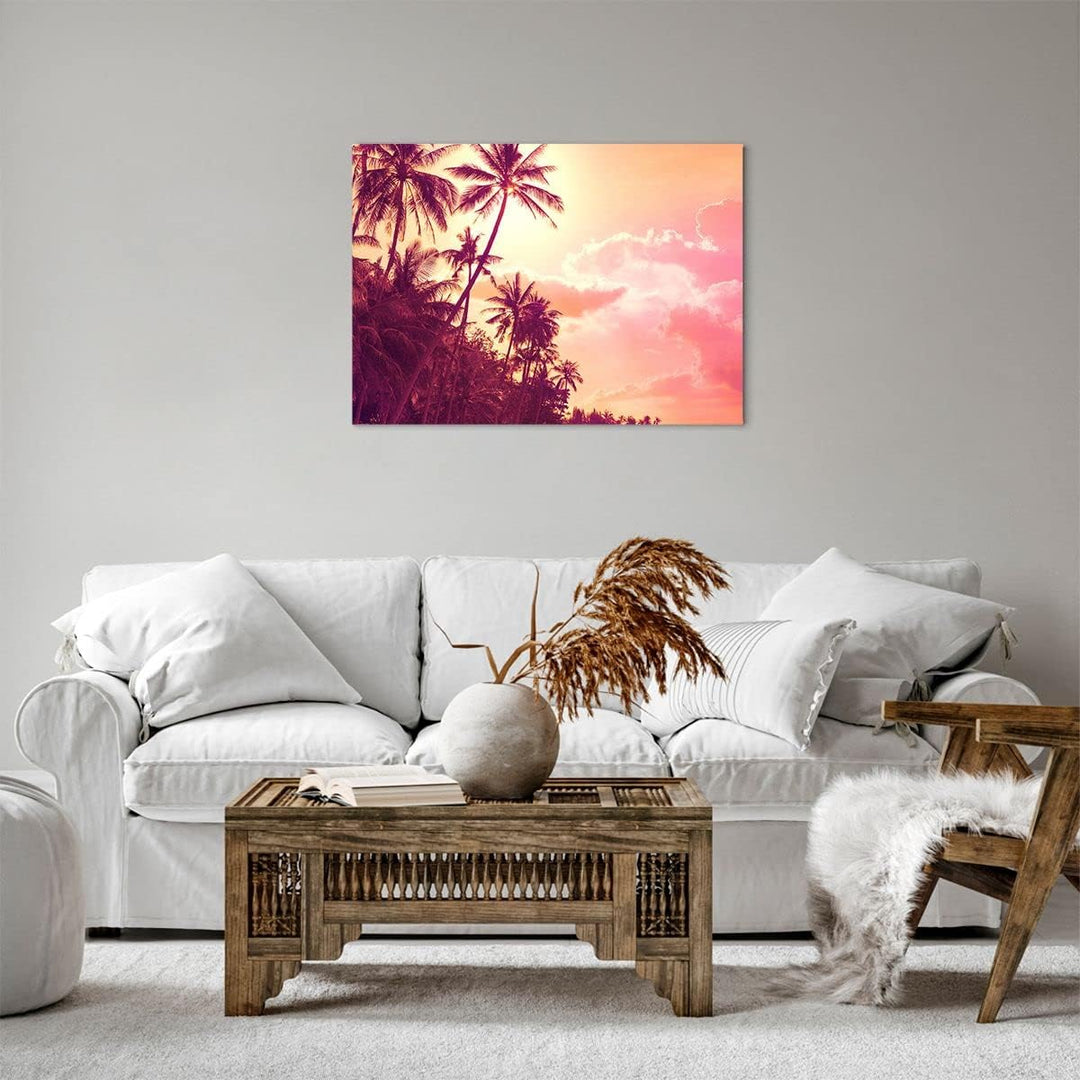 Bilder auf Leinwand palme dschungel Leinwandbild mit Rahmen 70x50cm Wandbilder Dekoration Wohnzimmer