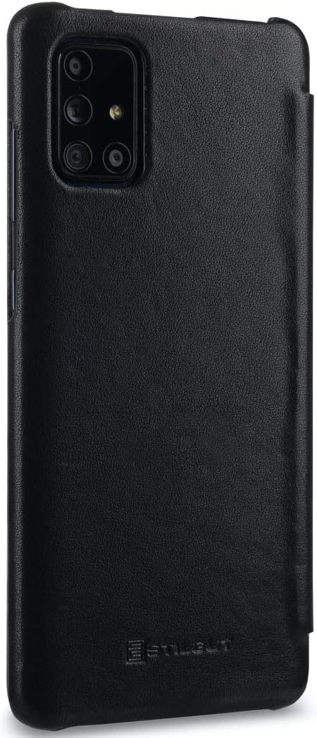 STILGUT Book Case kompatibel mit Samsung Galaxy A71 Hülle aus Leder zum Klappen, Klapphülle, Handyhü
