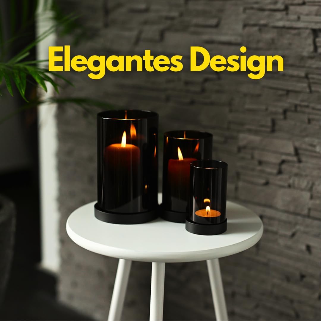 CeleBig® Windlicht 1er Set (3 Gläser) mit Meereslicht-Effekt | Lichtermeer | Kerzenhalter mit Windli