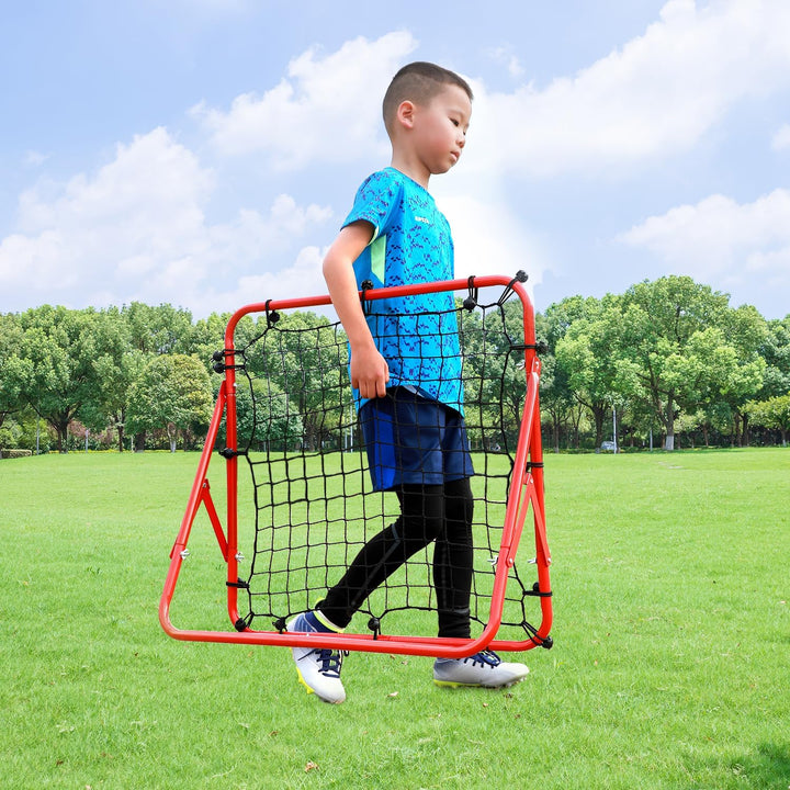 Fussball Rebound Netz Rebounder Faltbar Sports Prellwand aus Stahlrahmen Rot, 62cm x 62cm