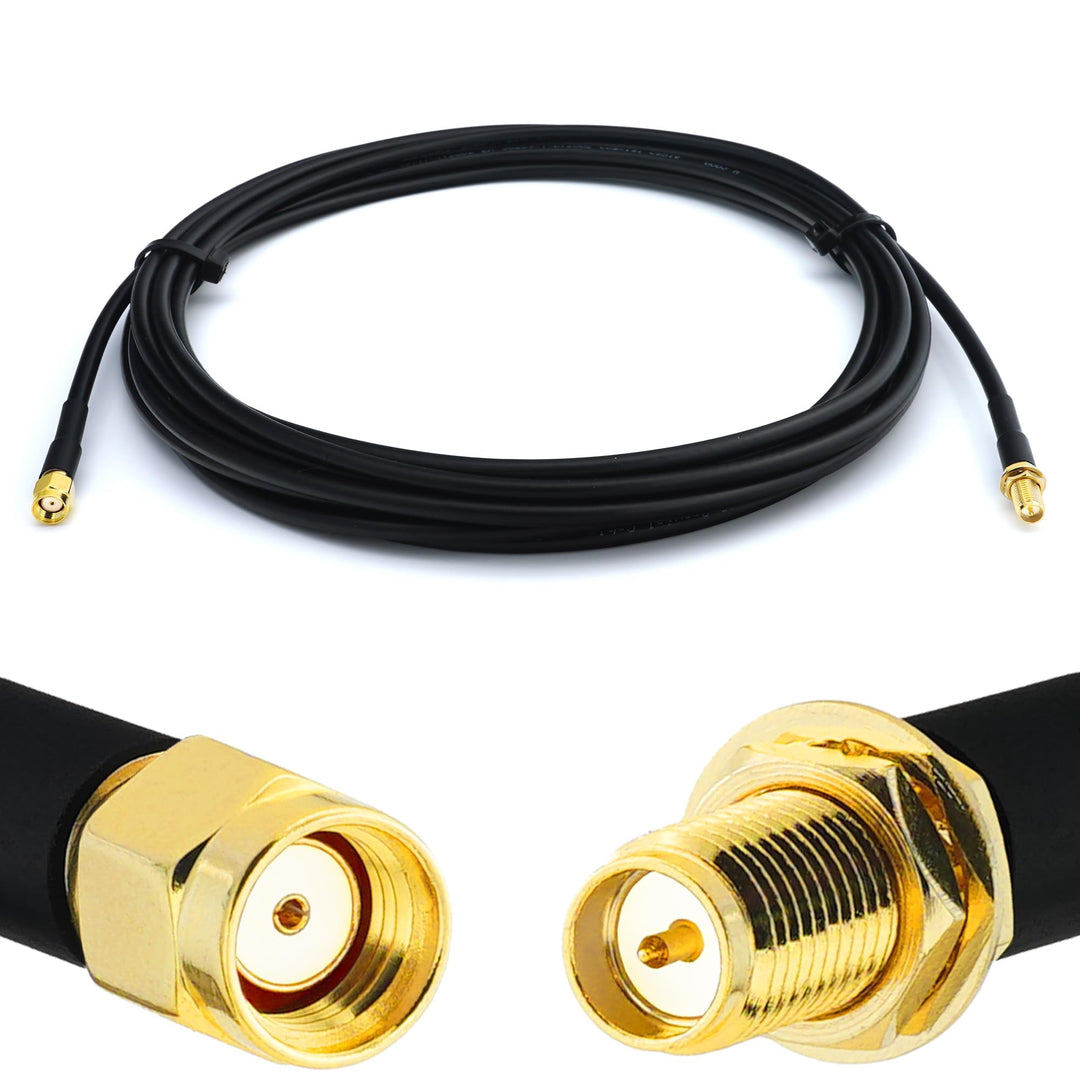 RANGEFUL 7m RP-SMA Stecker auf RP-SMA Buchse RG58 Koaxialkabel — 7 Meter Verlustarmes Antennenkabel