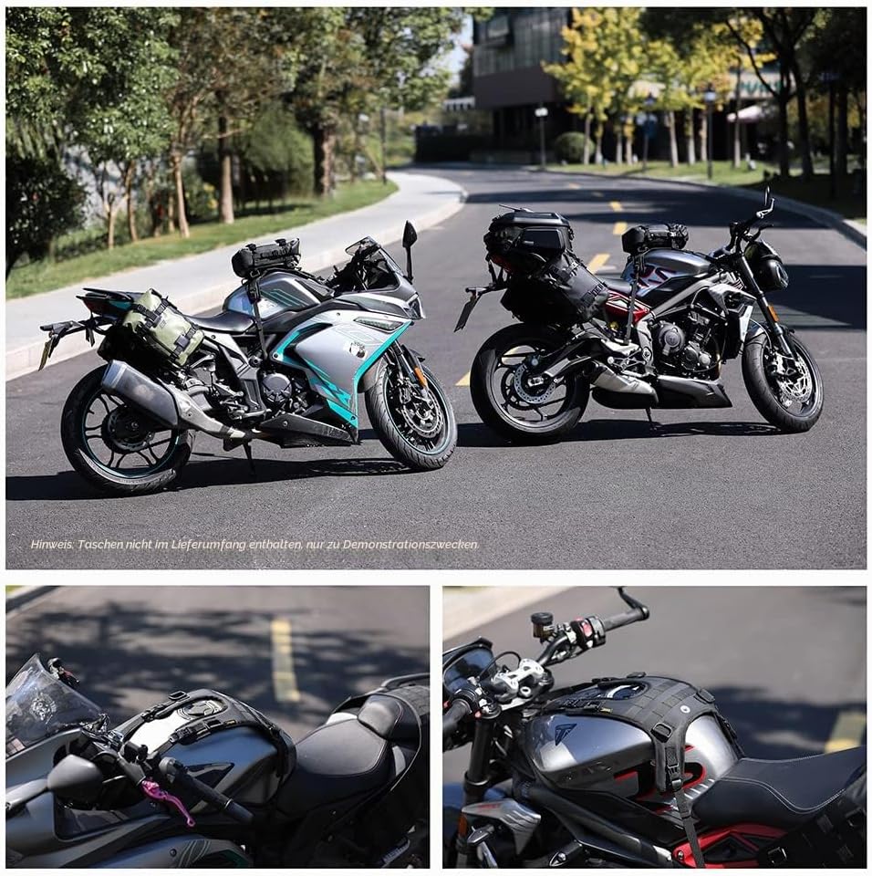 Rhinowalk Motorrad-Tankrucksack/Stossstangentasche, universelle Satteltaschen-Montagebasis Schwarz L