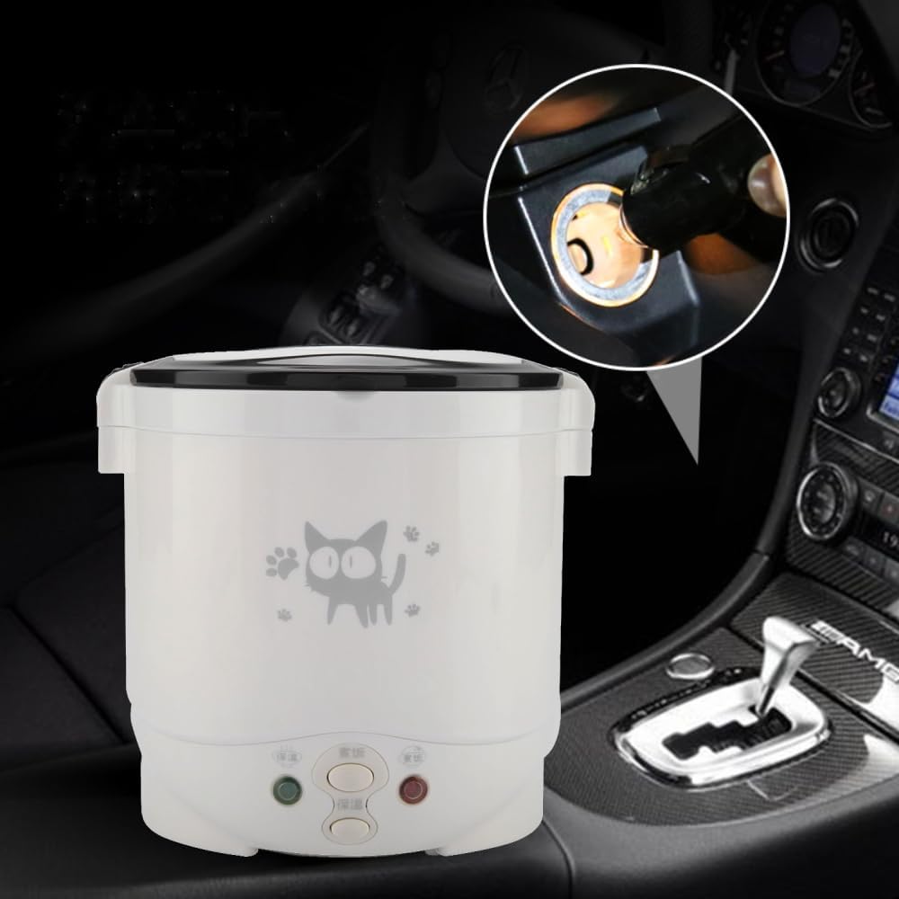 Mini Elektrischer Reiskocher für Auto, 12V, 100W, 1L Kapazität, USB-Anschluss, Tragbarer Dampfgarer