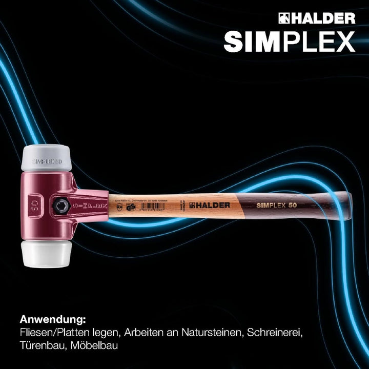 Simplex - Schonhammer, TPE-mid/Superplastik; mit Tempergussgehäuse und hochwertigem Holzstiel | D=80