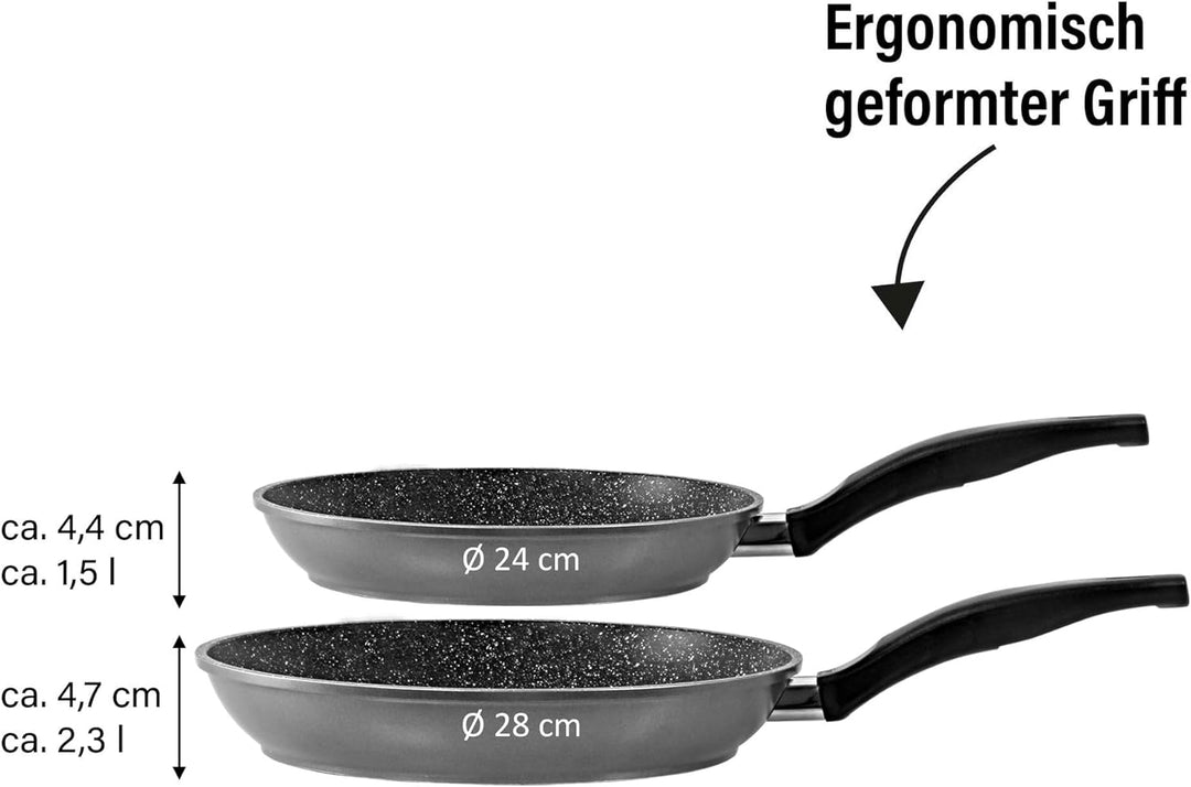 STONELINE Pfannenset 2 teilig, 24/28 cm, Antihaftbeschichtung mit echten Steinpartikeln, Induktion u