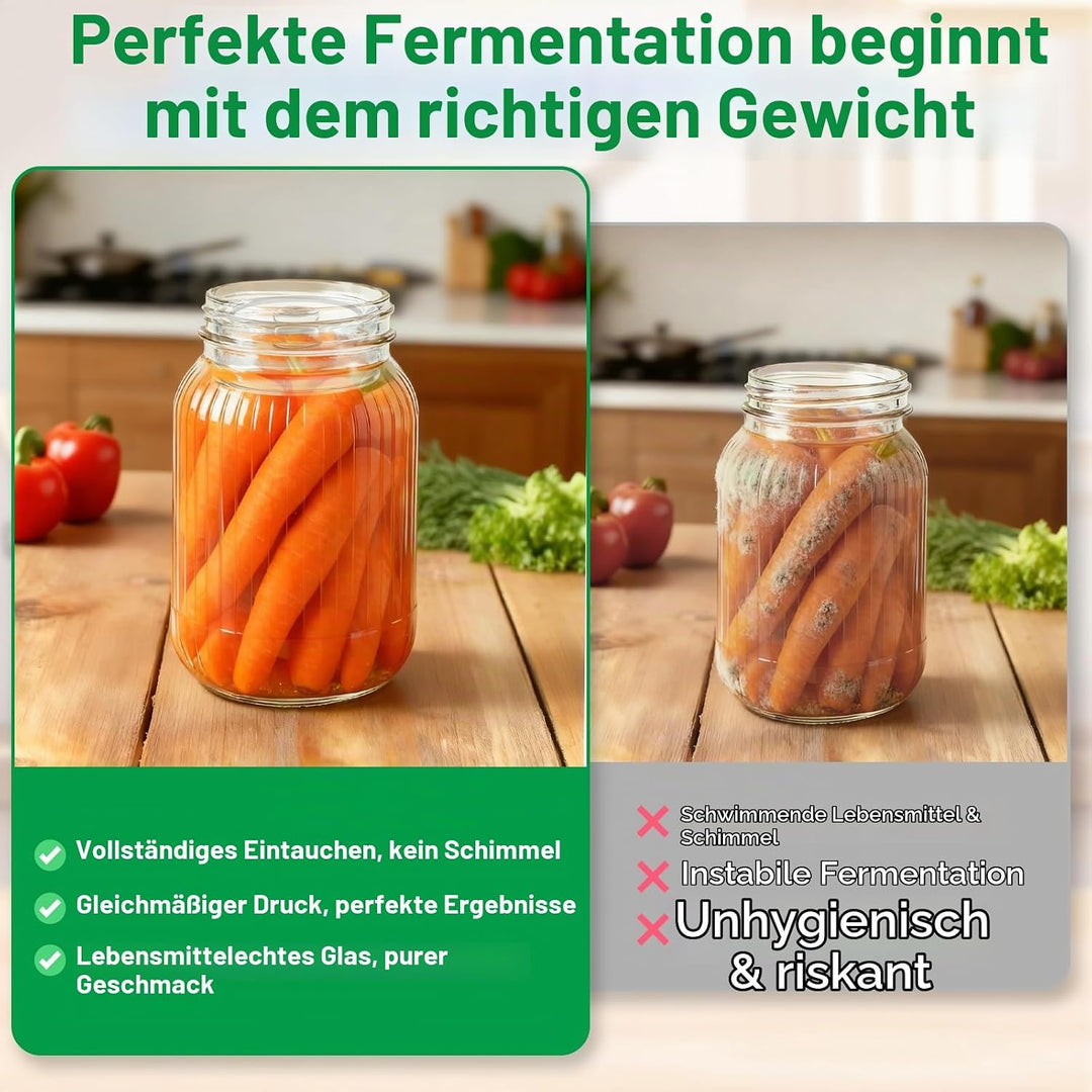 4 Stück Fermentiergewichte Ø7cm, Glasgewichte zum Fermentieren, robuste Fermentationsgewichte &amp; Glas