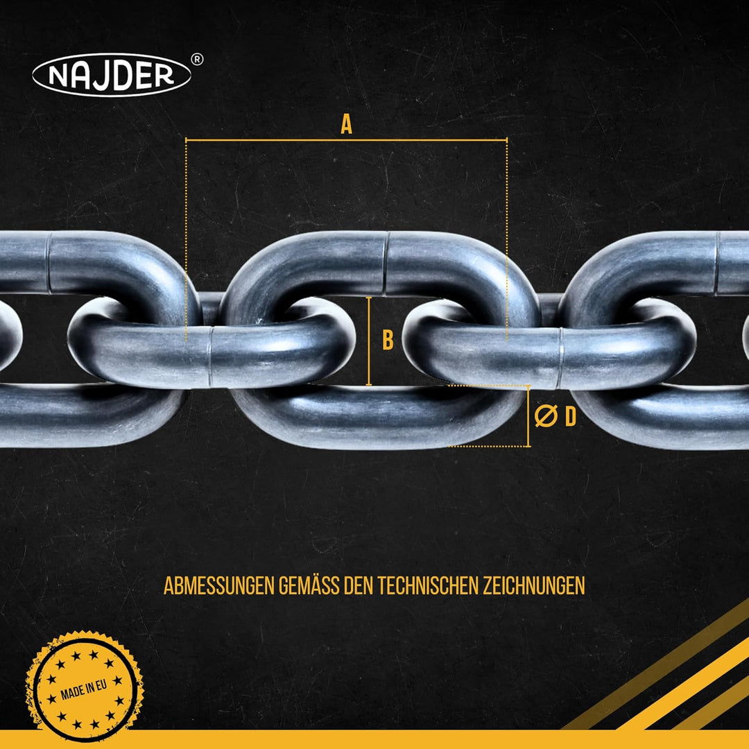 NAJDER Edelstahlkette 15m, Edelstahl Ketten, Sicherungskette, Kette Hängesessel, Absperrketten, Max