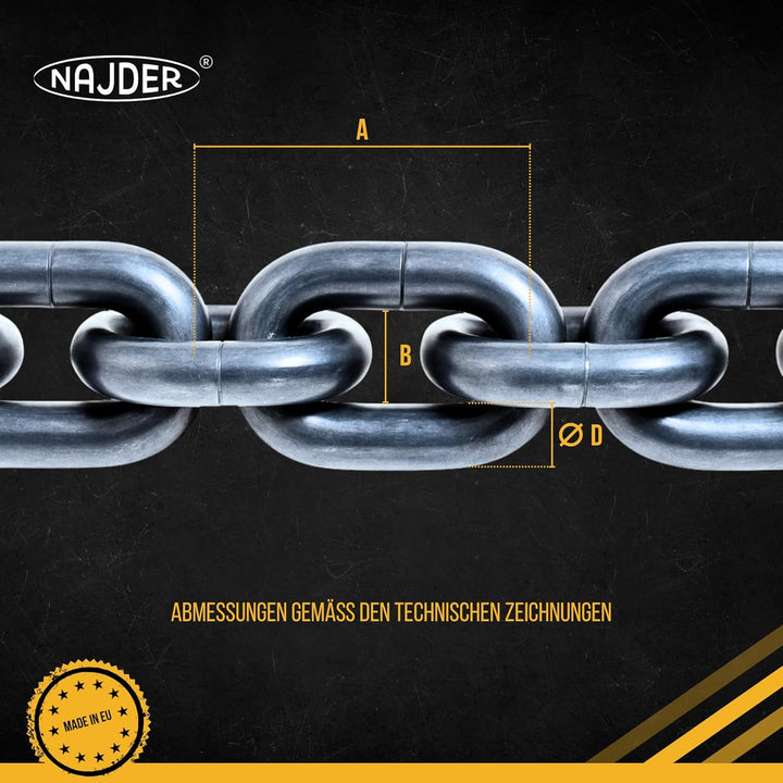 NAJDER Edelstahlkette 15m, Edelstahl Ketten, Sicherungskette, Kette Hängesessel, Absperrketten, Max