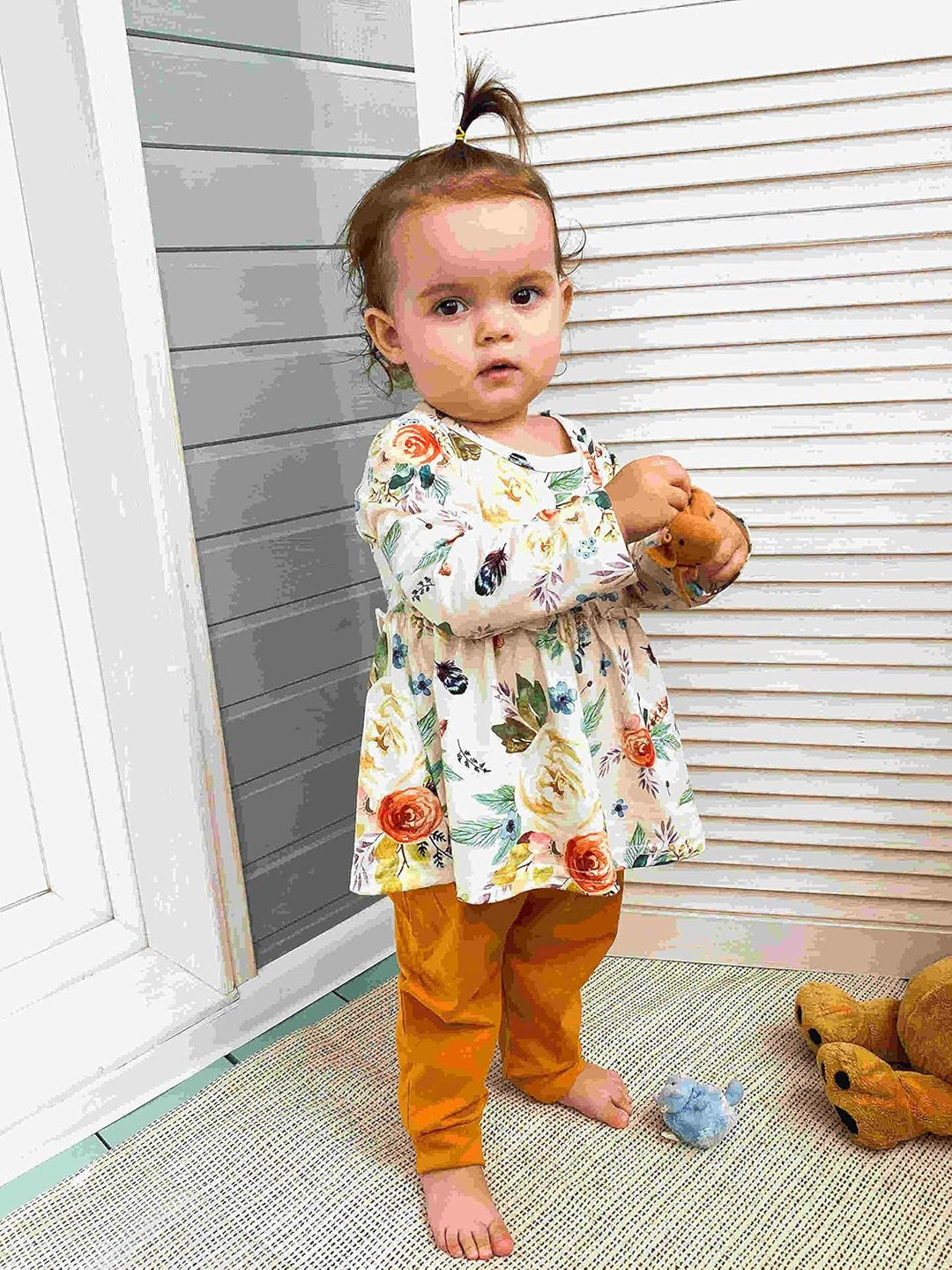 Baby Mädchen Outfits Mädchen Floral gedruckte lange Ärmel Top Hose 3pcs Kleidung Set für Baby Mädche