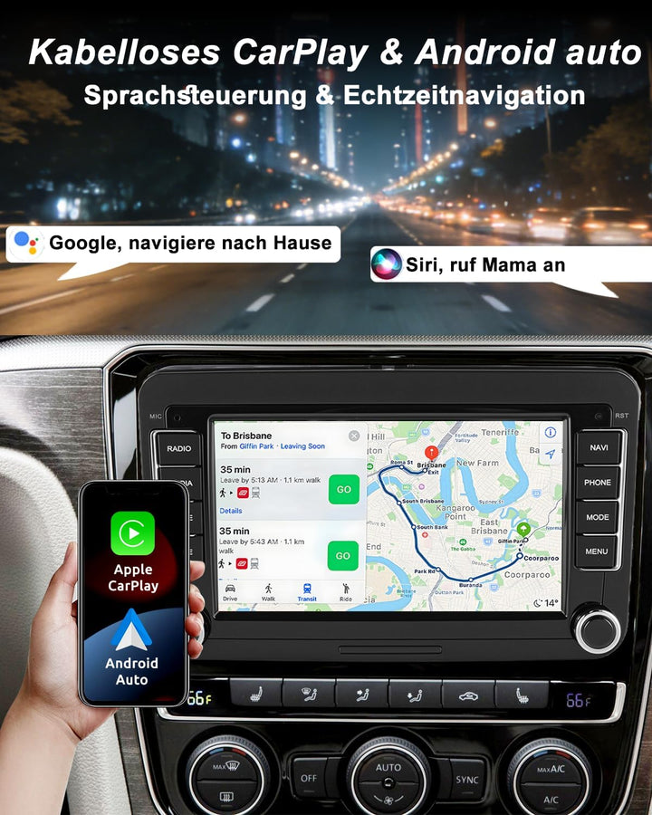 ESSGOO 4+64G Android 15 Autoradio CarPlay und Android Auto Für VW Caddy Golf MK5 6 Polo Passat Seat