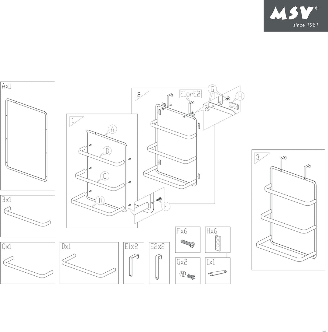 MSV Tür-Hängeregal, Tür-Handtuchhalter Handtuchhalter mit 3 Handtuchstangen Badetuchhalter für alle