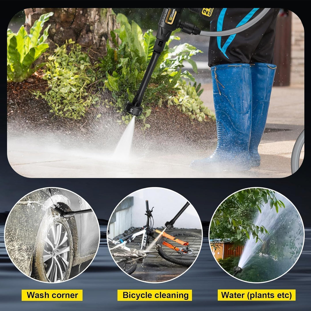 Akku Hochdruckreiniger, highsam Pressure Washer 3-Gang-Modus Max 65Bar, Druckreiniger Mobiler mit 2x