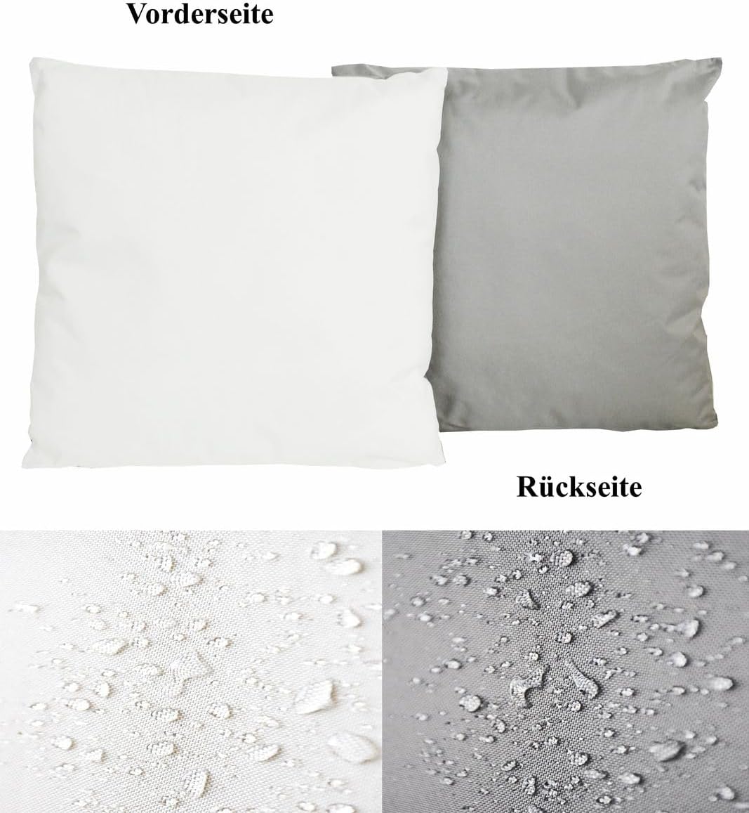 JACK 4X 2-farbiges Wende Outdoor Lounge Kissen 45x45cm Dekokissen inkl. Füllung Wasserfest Sitzkisse