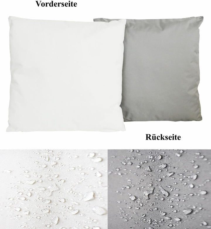 JACK 4X 2-farbiges Wende Outdoor Lounge Kissen 45x45cm Dekokissen inkl. Füllung Wasserfest Sitzkisse