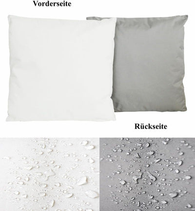 JACK 4X 2-farbiges Wende Outdoor Lounge Kissen 45x45cm Dekokissen inkl. Füllung Wasserfest Sitzkisse