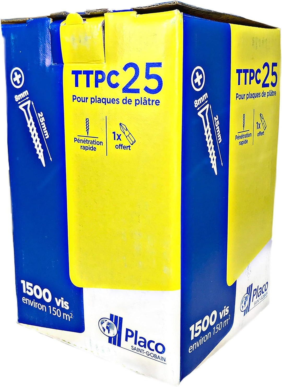 PLACO® – Set mit 1500 Stück selbstbohrenden Schrauben, 25 mm, für Plaplatre – E02140100, grau 25mm,
