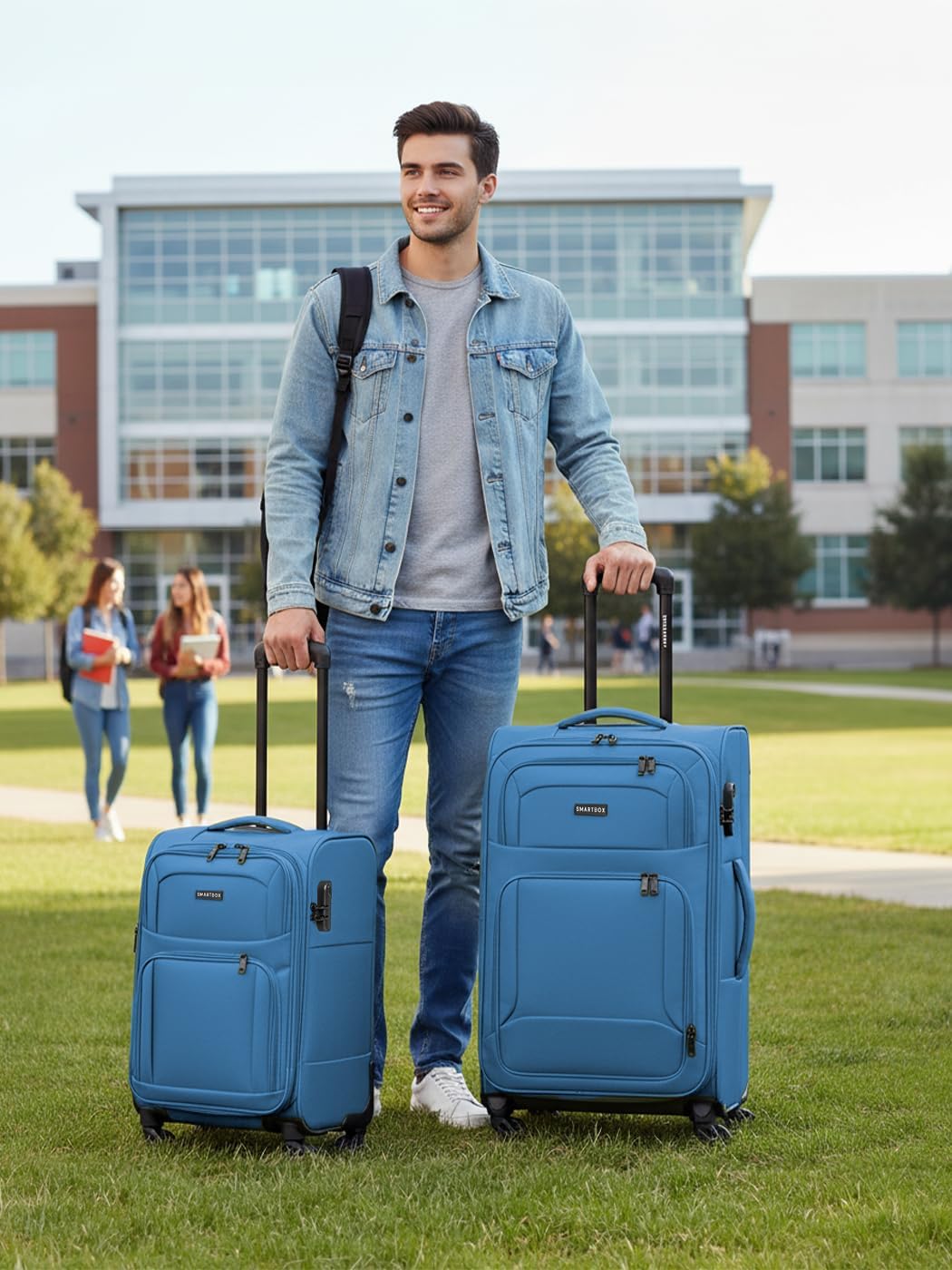 SMARTBOX Weichgepäck Kabinen-Koffer für Damen & Herren | Kleiner Cabin-Trolley 36 x 23 x 57 cm | 4 R