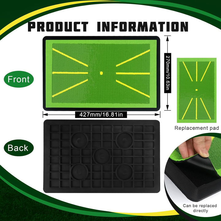 Golf Abschlagmatte Golfmatte mit 1 Austauschbar Golf Trainingshilfen Mat für Schlagbahn-Analyse, Rut