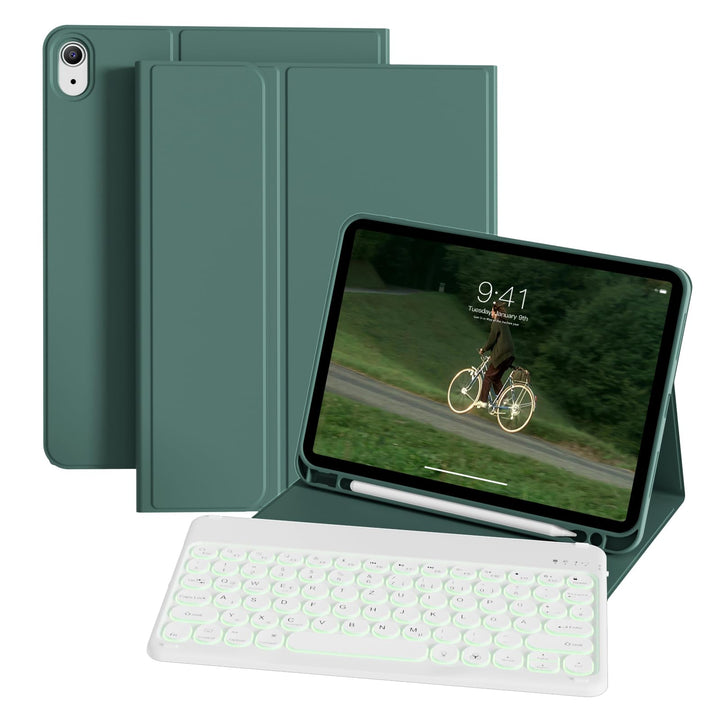 ZOPSGYU Hülle mit Tastatur für iPad A16 11. /10. Generation 2025/2022, 11/10,9 Zoll, Farben Beleucht