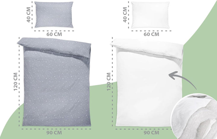 Kinderbettwäsche Baby Bettwäsche 90x120cm aus Baumwolle - Kinder Set von Duvet Cover und Kissenbezug