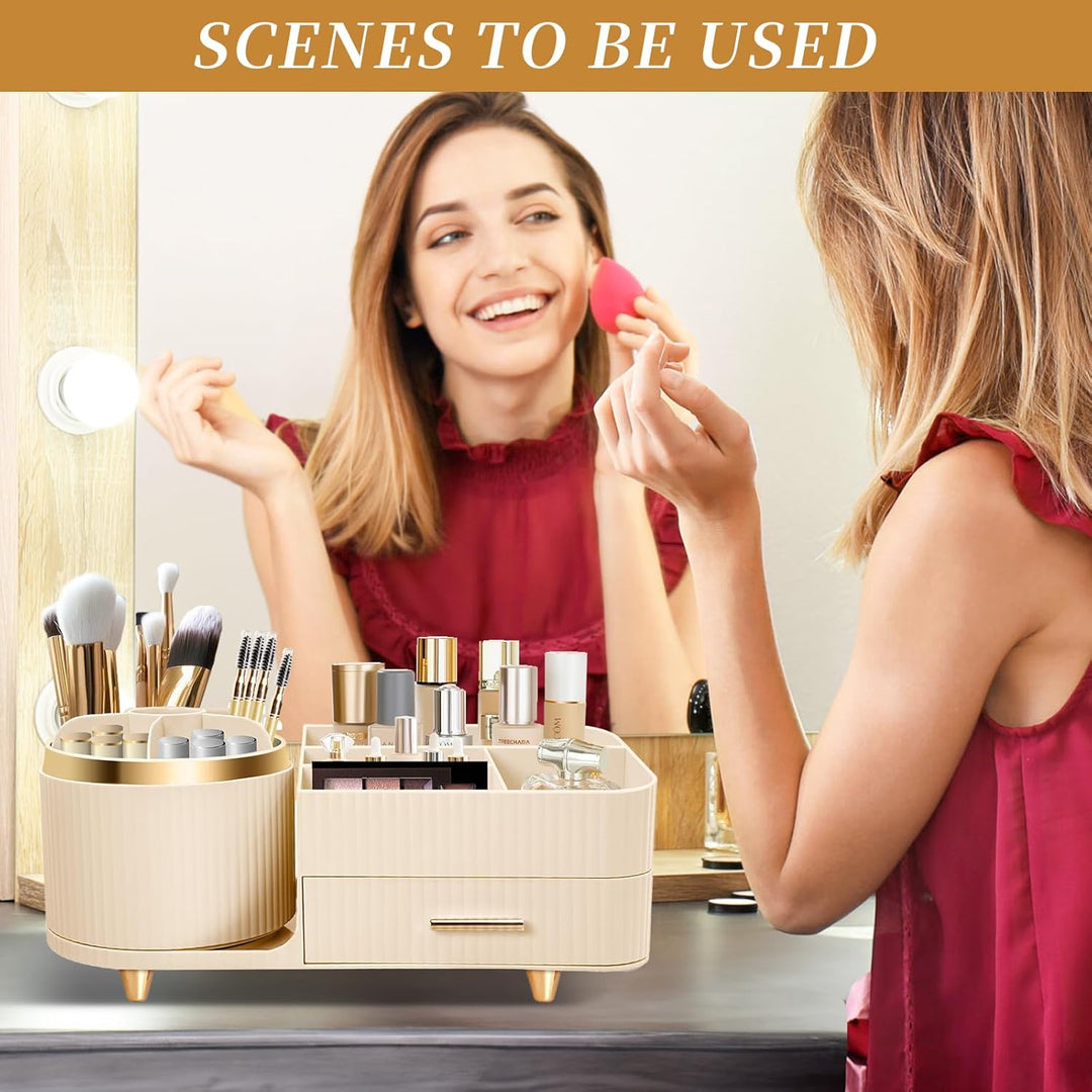 Cinnani Make Up Kosmetik Organizer, 360° Drehbarer Multifunktionale Kosmetikaufbewahrung,Beauty Orga