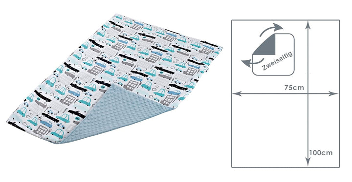 Medi Partners Krabbeldecke 100% Baumwolle 75x100cm doppelseitig multifunktional Minky Kuscheldecke f