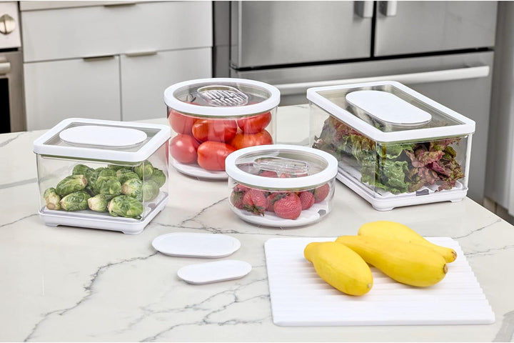 iDesign Vorratsbehälter mit Deckel, grosser Kühlschrankorganizer für Obst & Gemüse mit Luftregulieru