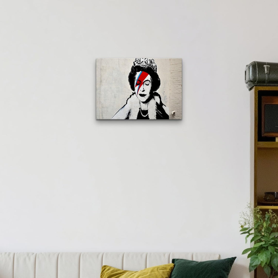 Giallobus - Gemälde - Banksy - - Standardleinwand - 70x50-09 - Königin - Bereit zum Aufhängen - Mode