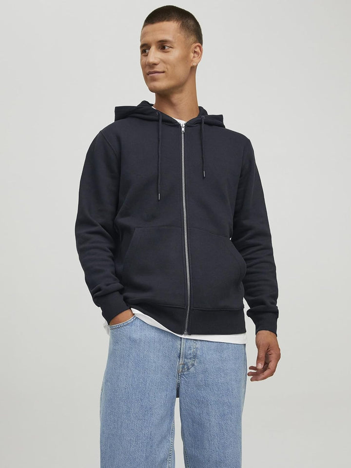 JACK & JONES Male Kapuzenpullover mit Reissverschluss Einfarbig Kapuzenpullover mit Reissverschluss
