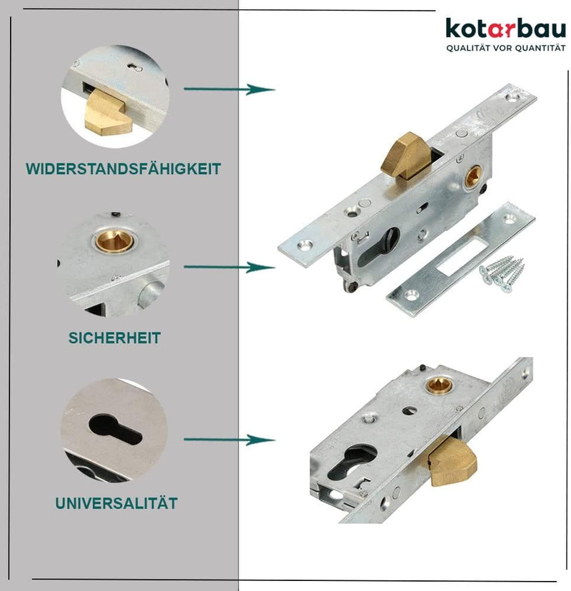 KOTARBAU® Hakenschloss Schiebetore Einsteckschloss 72/30 Schlosskasten Schiebetürschloss Hakenfallen