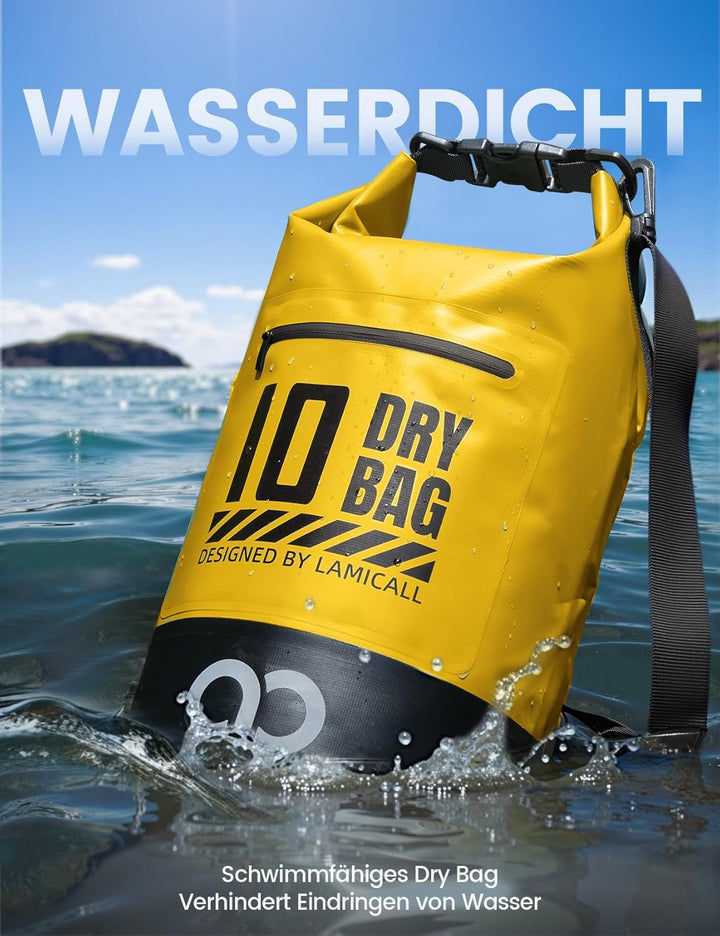 Lamicall Dry Bag, wasserdichte Tasche Beutel, Wasserfester Rucksack Drybag | [Robust &amp; Kratzfest] 5L