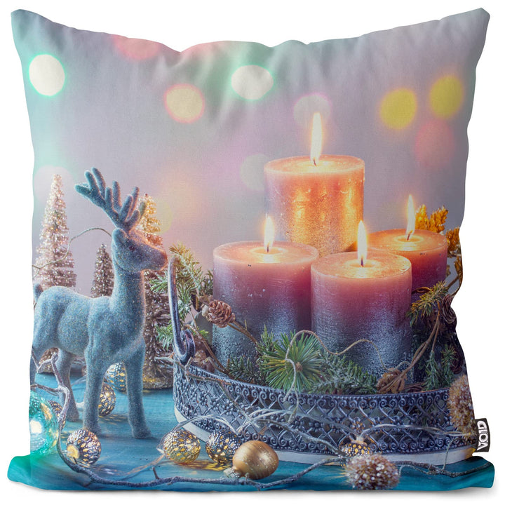 VOID Adventskranz Rentier Kissenbezug Kissenhülle Sofakissen Kissen Deko Weihnachten Winter Weihnach