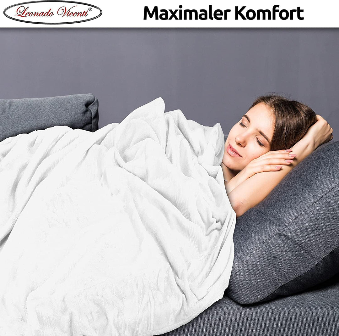 Leonado Vicenti 2er Set Flauschige Kuscheldecke 150x200 cm Fleecedecke Wohnzimmerdecke Sofadecke Tag