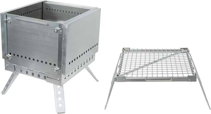 Winnerwell Tragbare Grill-Feuerstelle mit Sekundärverbrennung, Holzkohlebrennstoff, Edelstahl, freis