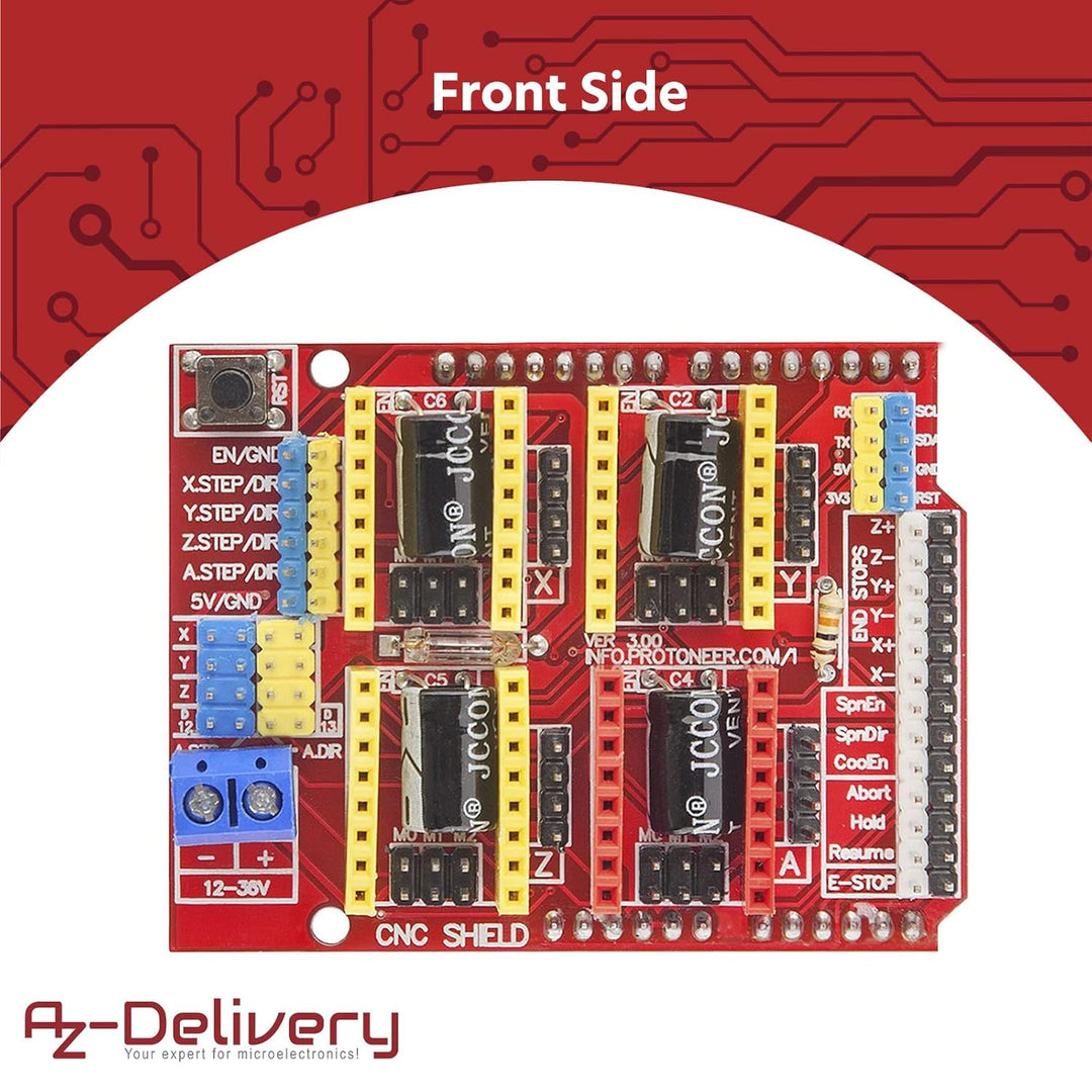AZDelivery 3 x CNC Shield V3 Bundle mit 4 Stück A4988 Schrittmotor Treiber Stepper mit Kühlkörper ko