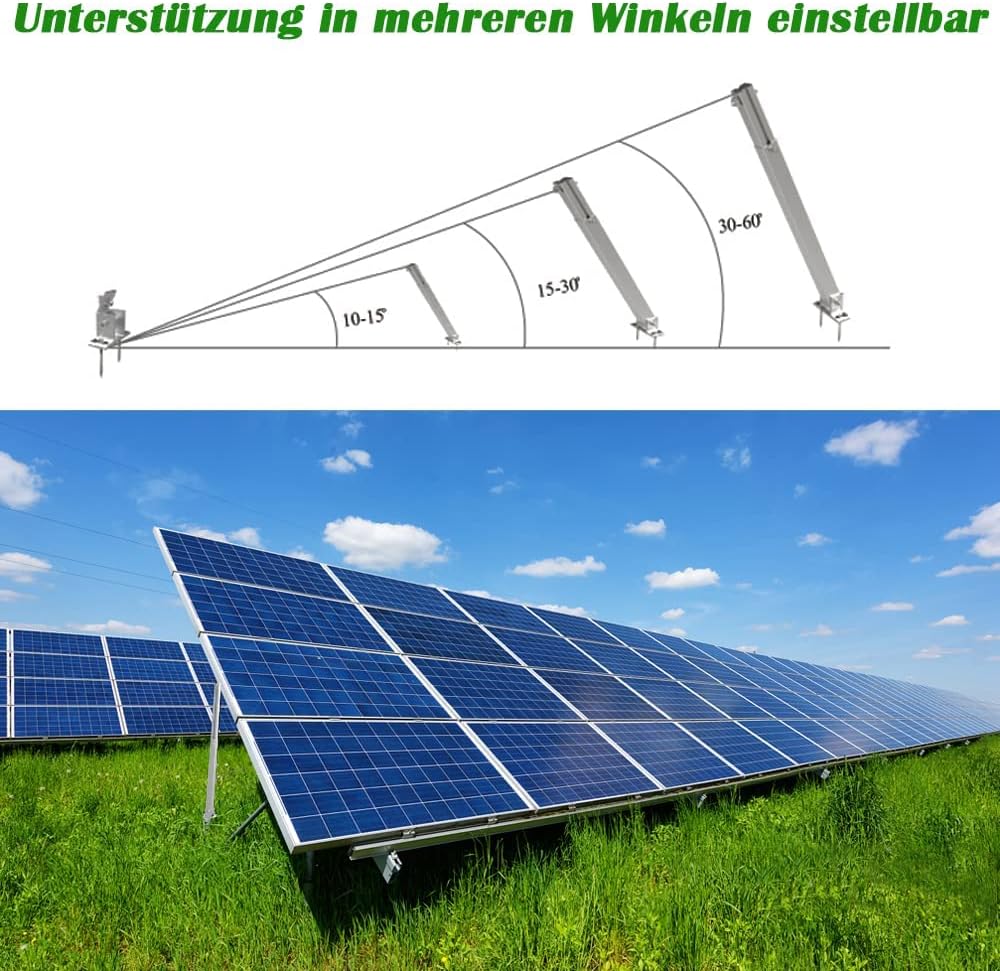 Solarmodul Halterung, 2 Sets Halterung Balkonkraftwerk Montageset Extra Länge 52CM-104CM, Aufständer