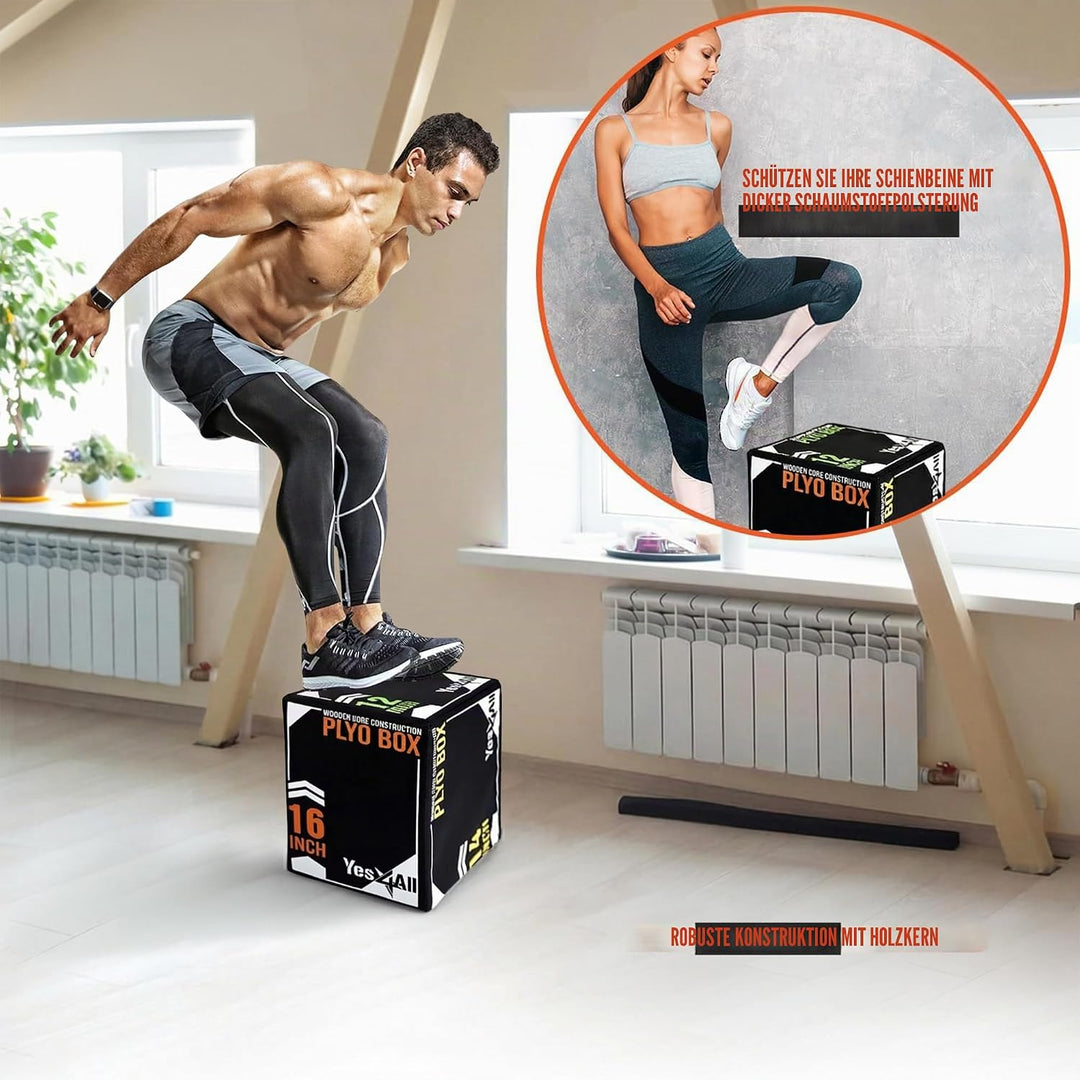 Yes4All 3 in 1 Soft Plyo Box mit Holzkern, Sprungbox, Plyometric Box Plattform für Sprungtraining, H