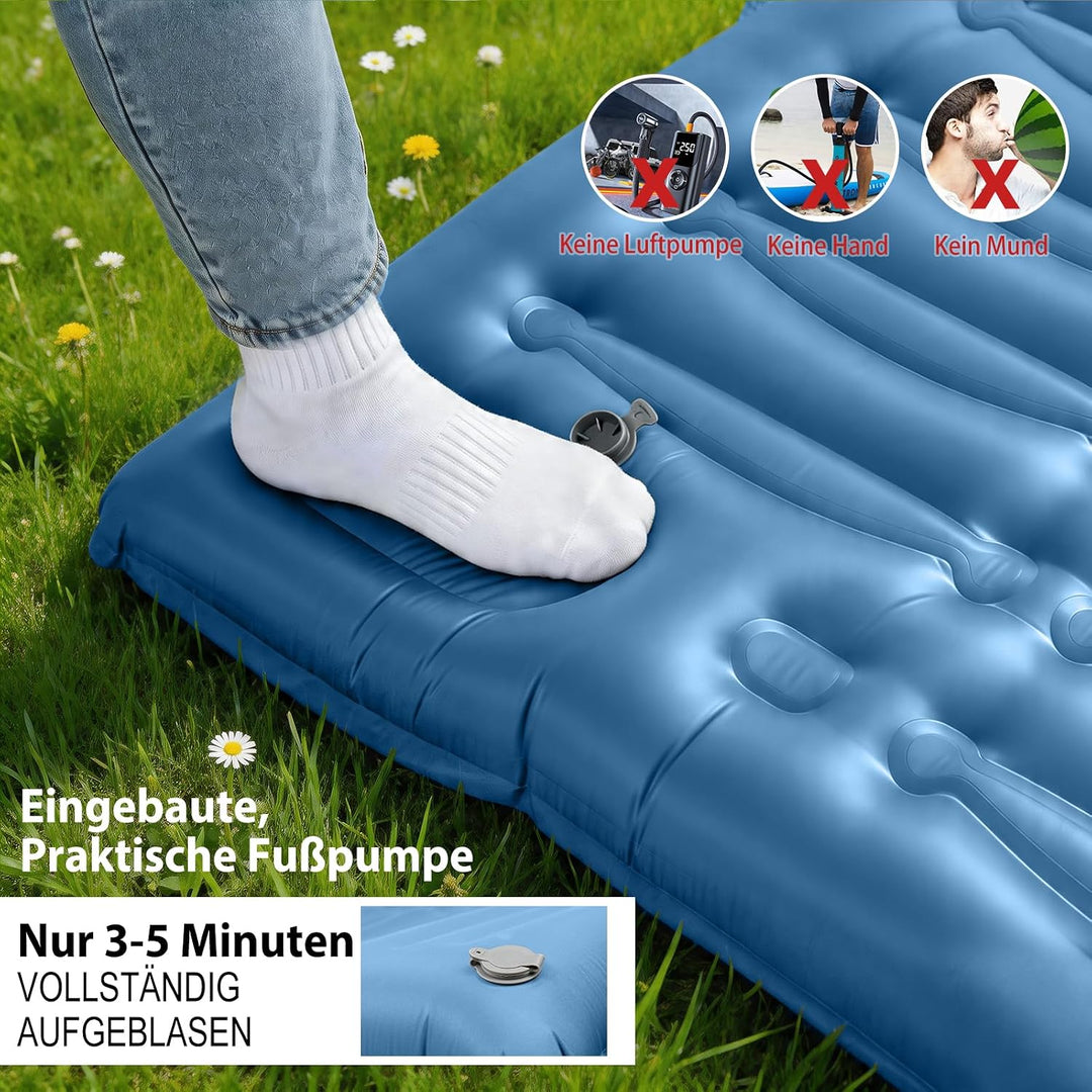 HiiPeak Ultraleichte Isomatte aufblasend - Luftmatratze Camping mit integrierter Fusspumpe &amp; Kissen,