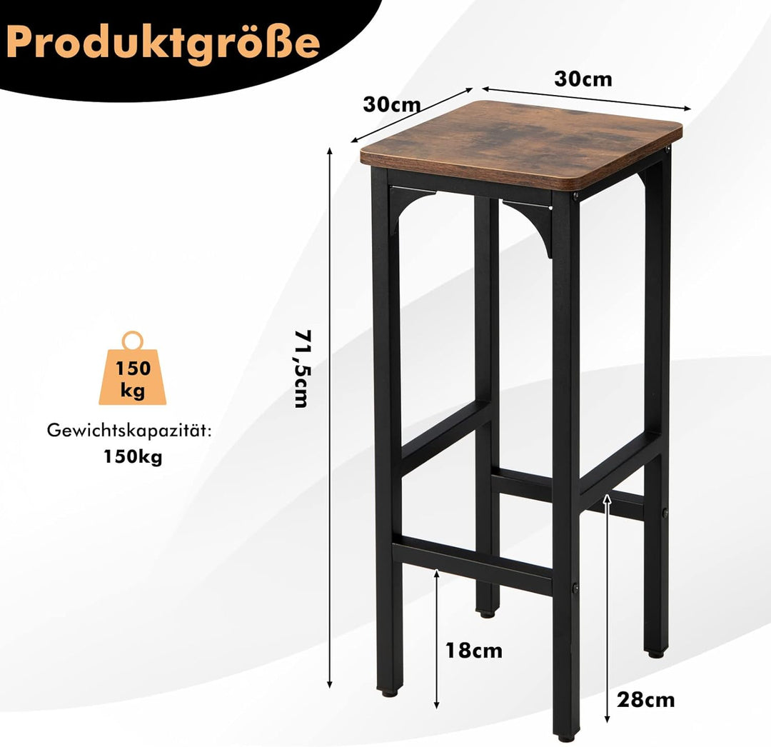 GOPLUS 2er Set Barhocker, Barstühle Vintage mit Metallrahmen, Küchenstühle Bistrohocker für Küche, B