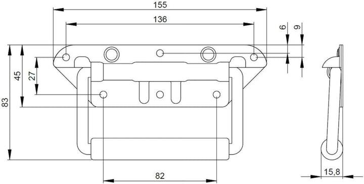 Adam Hall Hardware 34482 M12 AH - 12er Set Klappgriff/Kistengriff gefedert silber 6-Loch