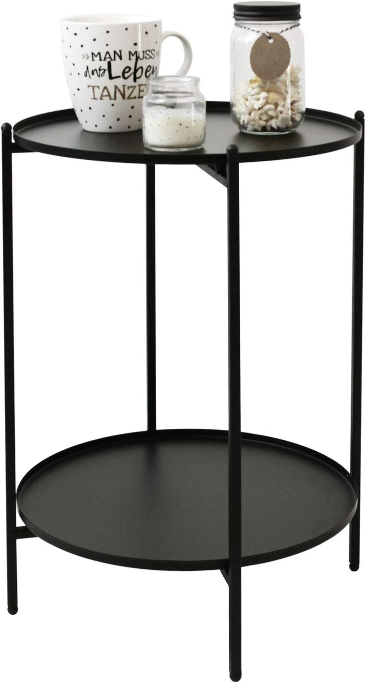 Beistelltisch rund 35cm H50cm Metall Schwarz Couchtisch Wohnzimmertisch Kaffeetisch