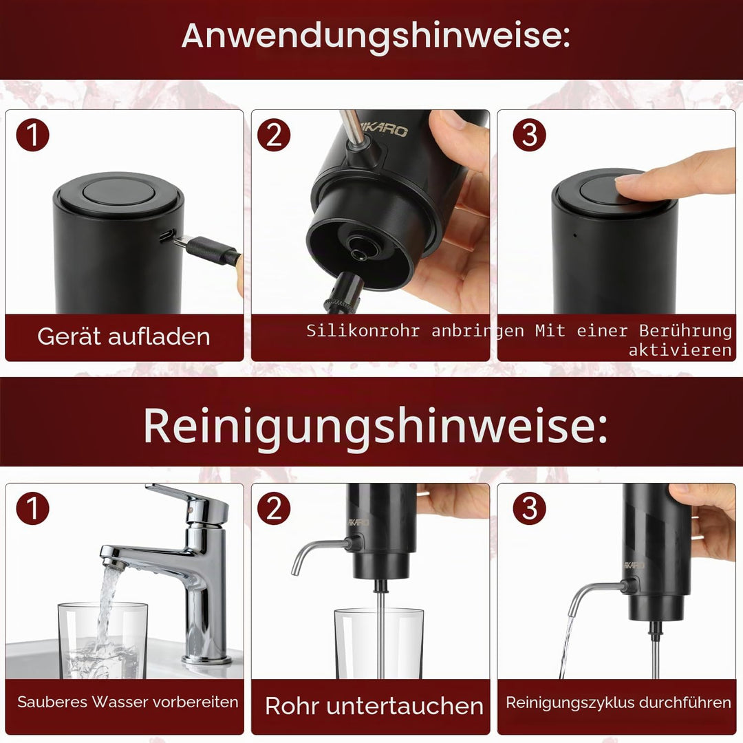 AIKARO - Elektrischer Weinbelüfter Ausgiesser, wiederaufladbar, automatisch, elektronisch, mit Socke