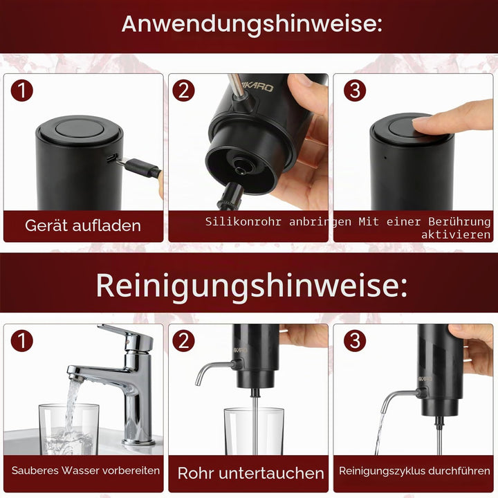 AIKARO - Elektrischer Weinbelüfter Ausgiesser, wiederaufladbar, automatisch, elektronisch, mit Socke