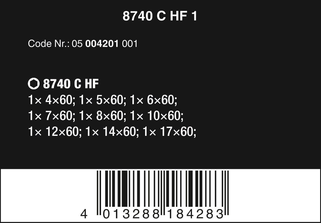 Wera 05004201001 8740 C HF 1 Bit-Sortiment, Zyklop Bitnuss-Satz Innensechskant, mit Haltefunktion, 6